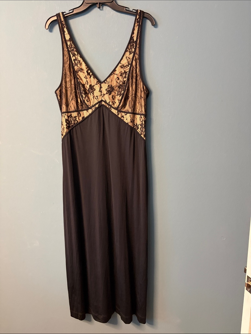 Soma Black Maxi Gown with Gold Lace Bodice